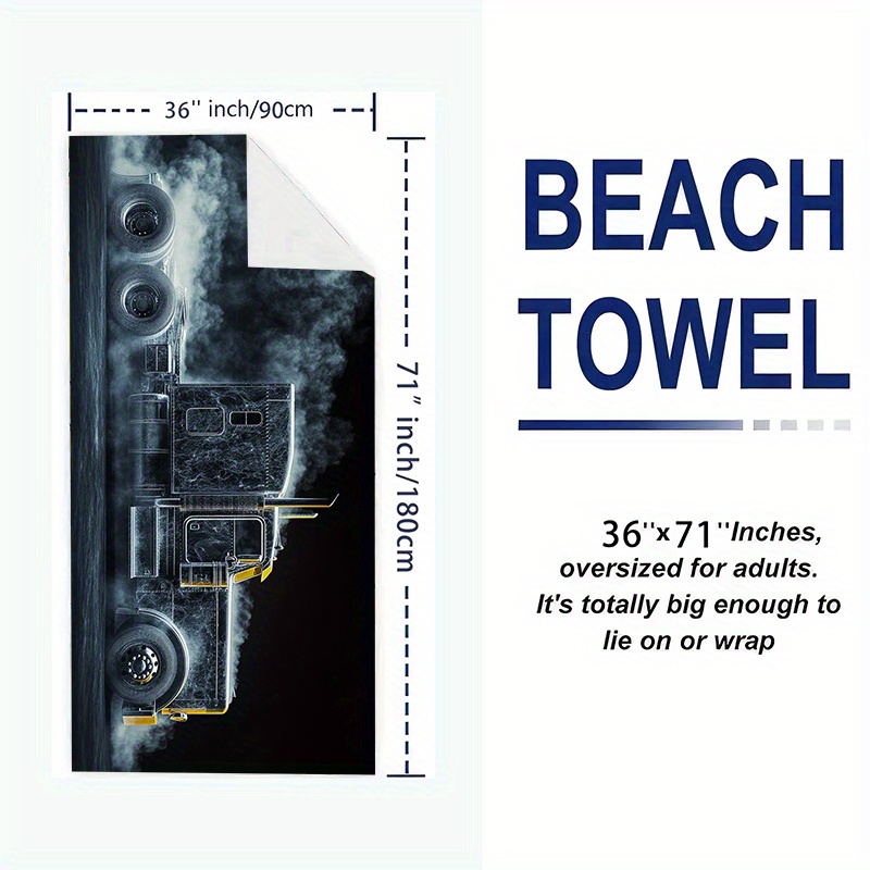 TEMU Black Truck With White Smoke & Kitchen Towels & Shower Curtains Quick-dry Towel Holiday Gift
