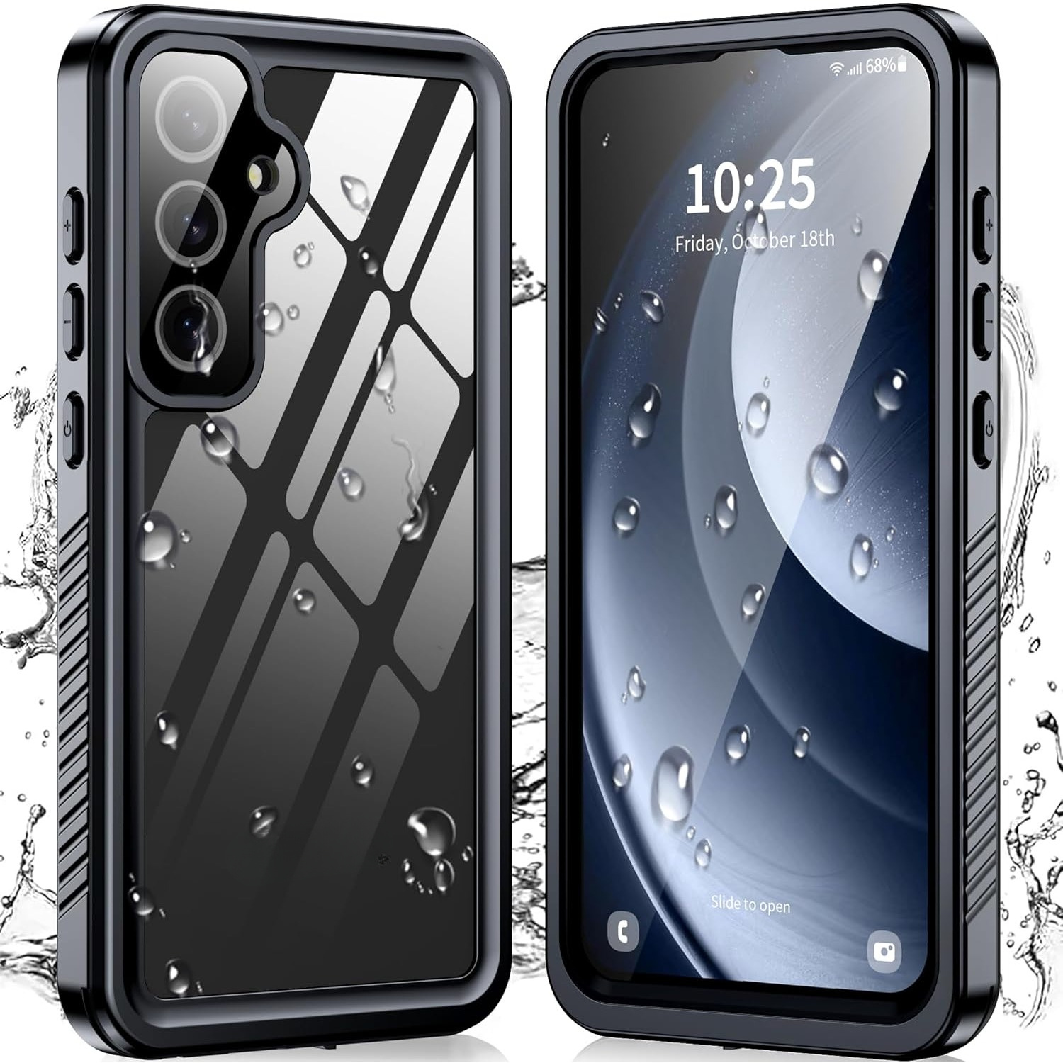 

For S24 Fe Case Waterproof, For S24 Fe Case With Built-in Screen Protector, 360° Full Body Protective Shockproof Ip68 Underwater Case For S24 Fe 5g - Black