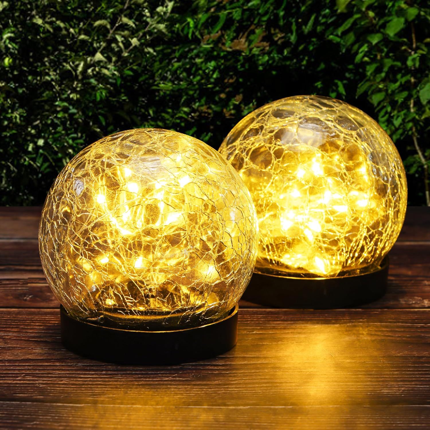 TEMU Lot de 1/2 Boules Lumineuses Solaires d'Extérieur - Boules LED Effet Verre Brisé pour Décoration de Jardin, Terrasse, Cour, Pelouse et