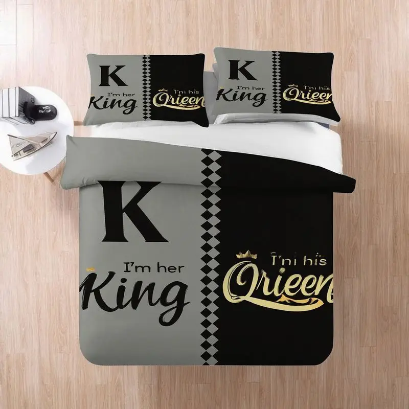 3pcs king queen couple bedding set black duvet cover matching pillowcase elegant pattern bedding series romantic bedroom home decor gift soft comfortable modern bedding 1 duvet cover 2 pillowcases Product details 5