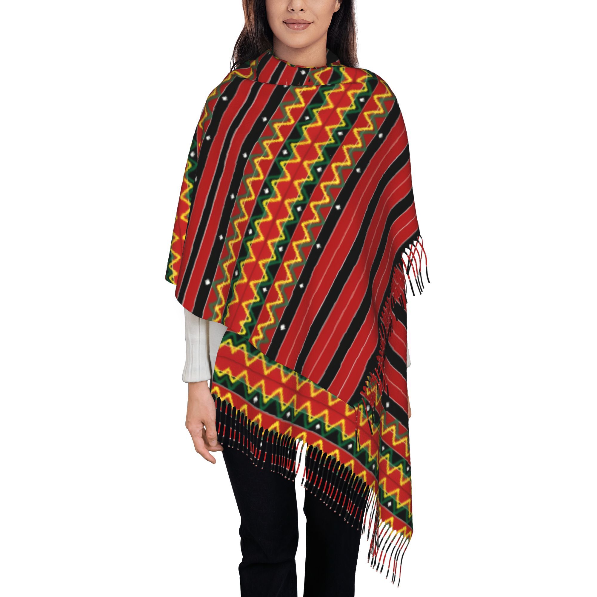 TEMU A Stylish Unisex Fringed Scarf From The Philippines, Ideal For Keeping Warm While Cycling Or As A Thoughtful Gift For Birthdays, Christmas, And