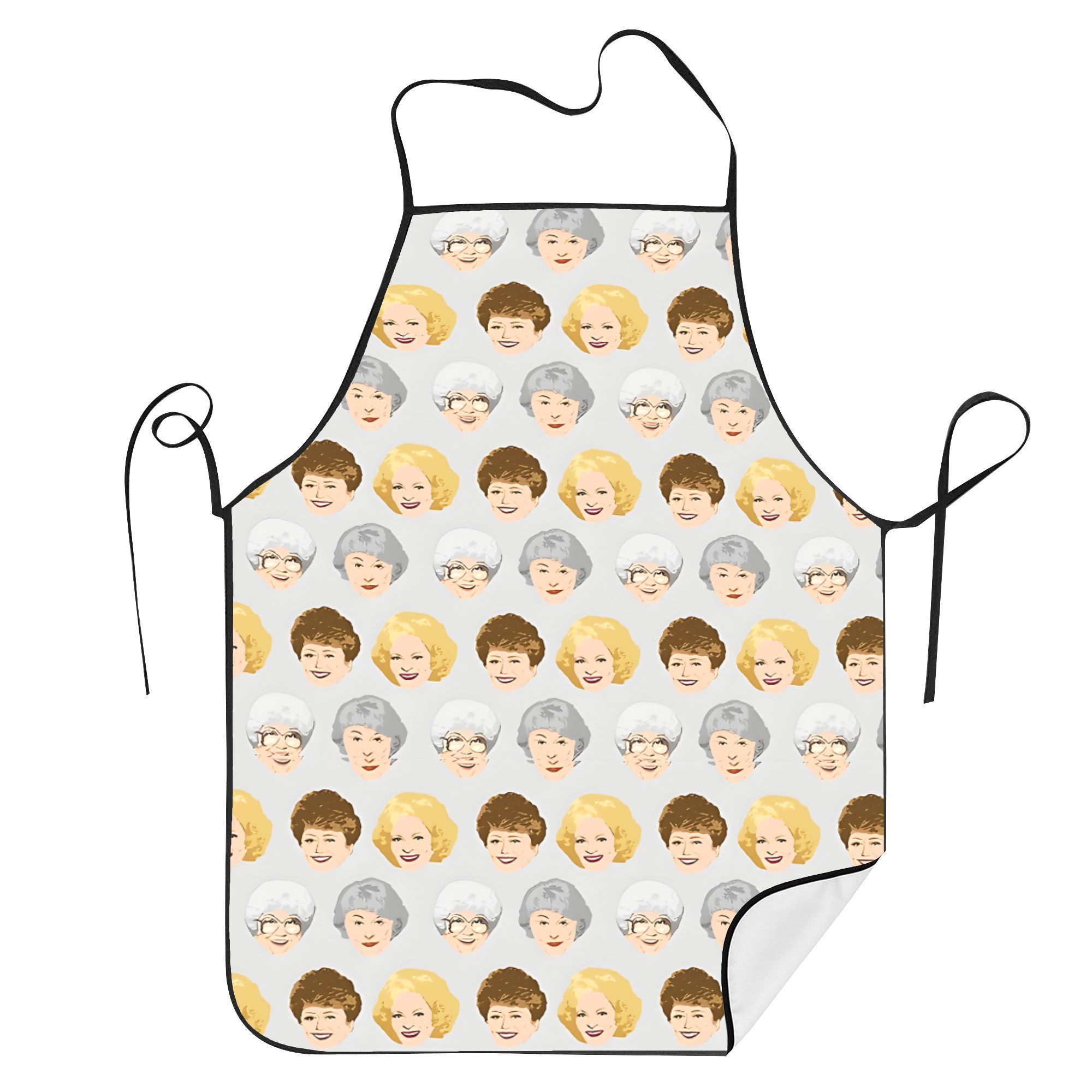 

Vintage Faces Print Apron For Women, 100% Polyester Knitted Fabric, Slight Stretch, Woven Pinafore, 190gsm, Ideal Gift For Cleaning & Cooking