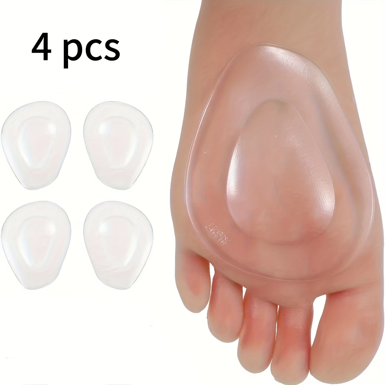 TEMU Ensemble de 4 coussinets en gel pour amortissement du -pied - Coussinets réutilisables conçus pour les talons hauts, dotés de propriétés