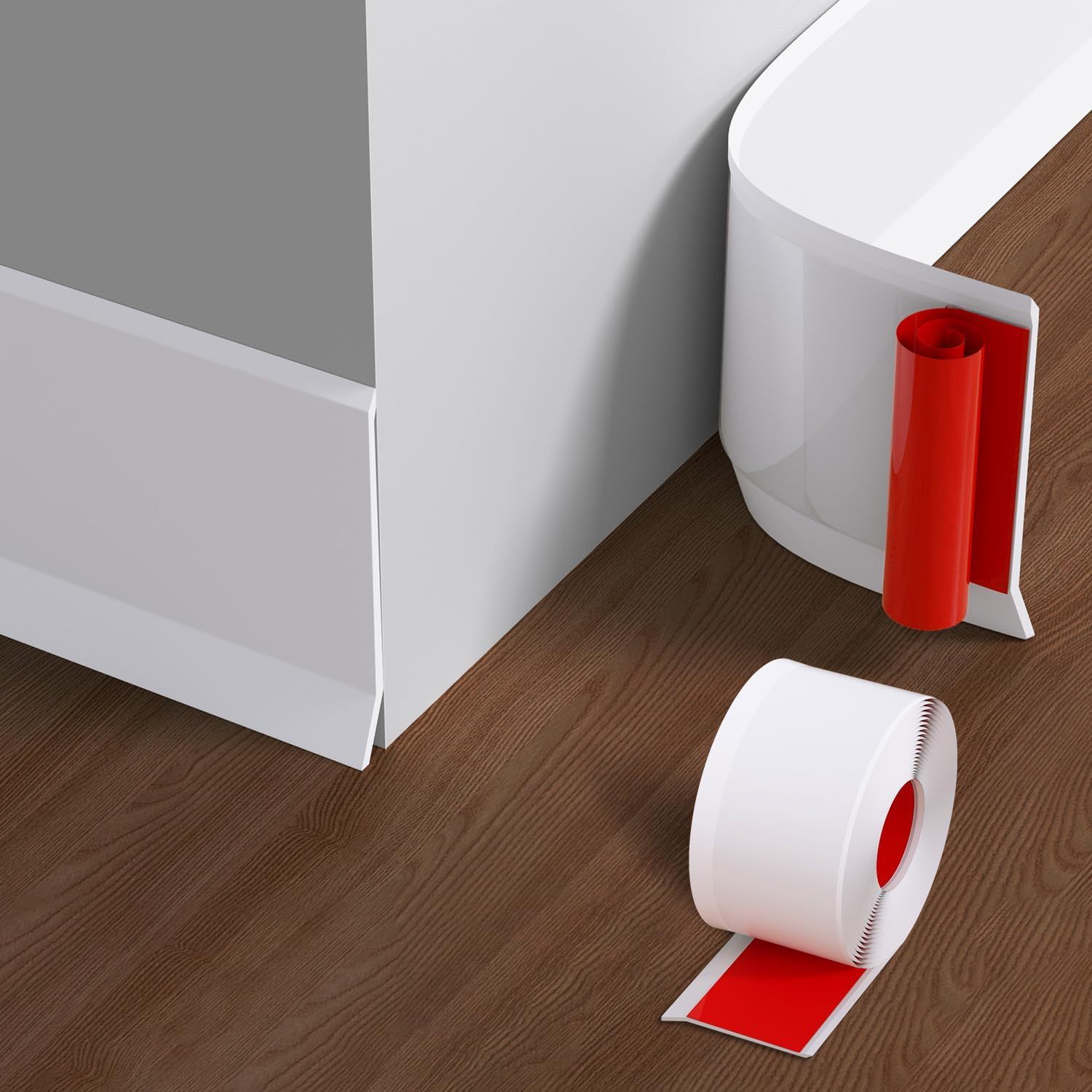 118-inch/roll Wall Base Molding Trim | Flexible Self-adhesive Vinyl Baseboard With Peel And Stick Design