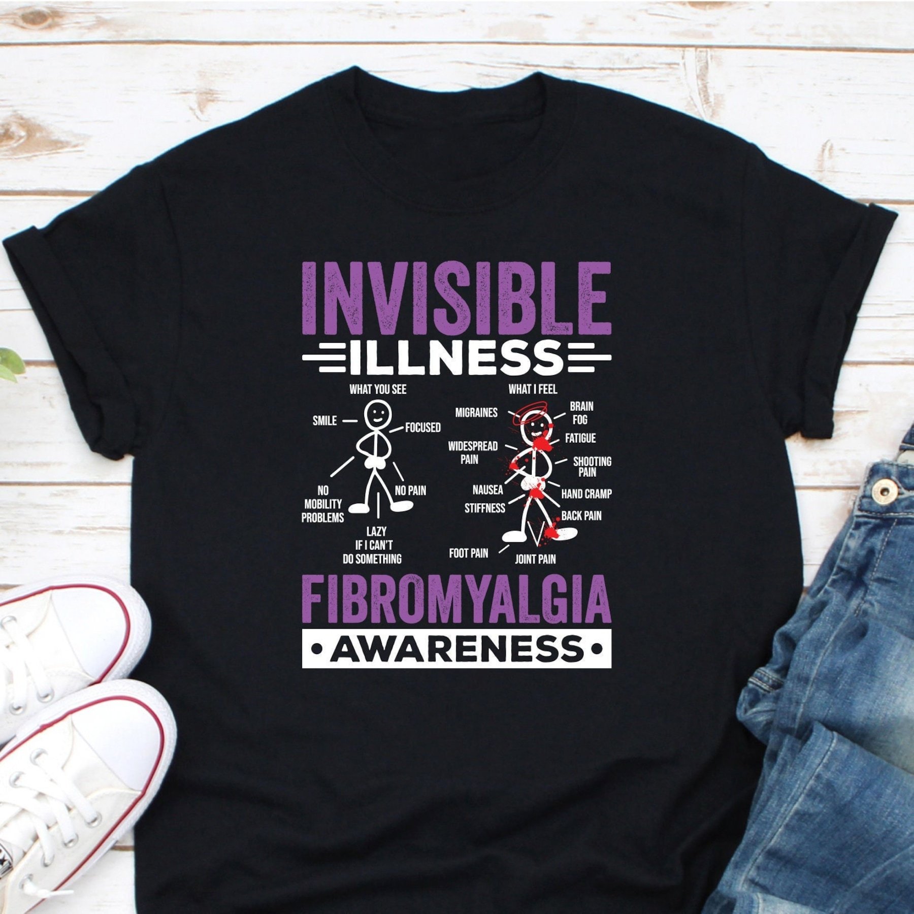 

Awareness - Invisible Illness Graphic, 100% Cotton, Crew Neck, Short Sleeve, Support Tee For & Warriors