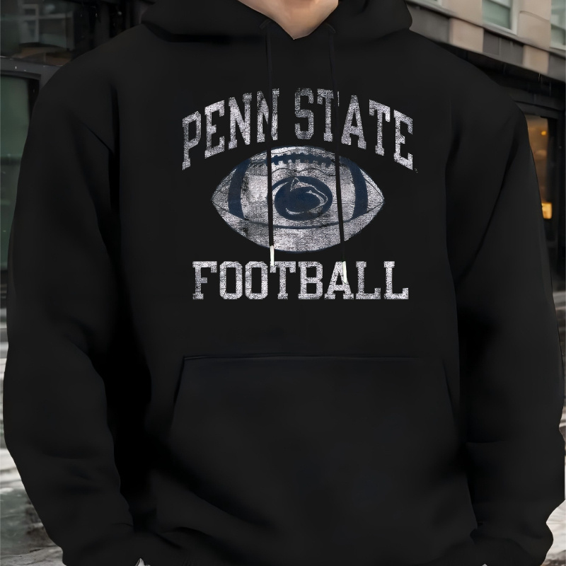 

penn State Football" Print Hoodie - Men's Retro Graphic Hoodie - With Kangaroo Pocket And Adjustable Drawstring - Fabric Is Comfortable And Breathable - Ideal For Outdoor Wear - Made In The Usa