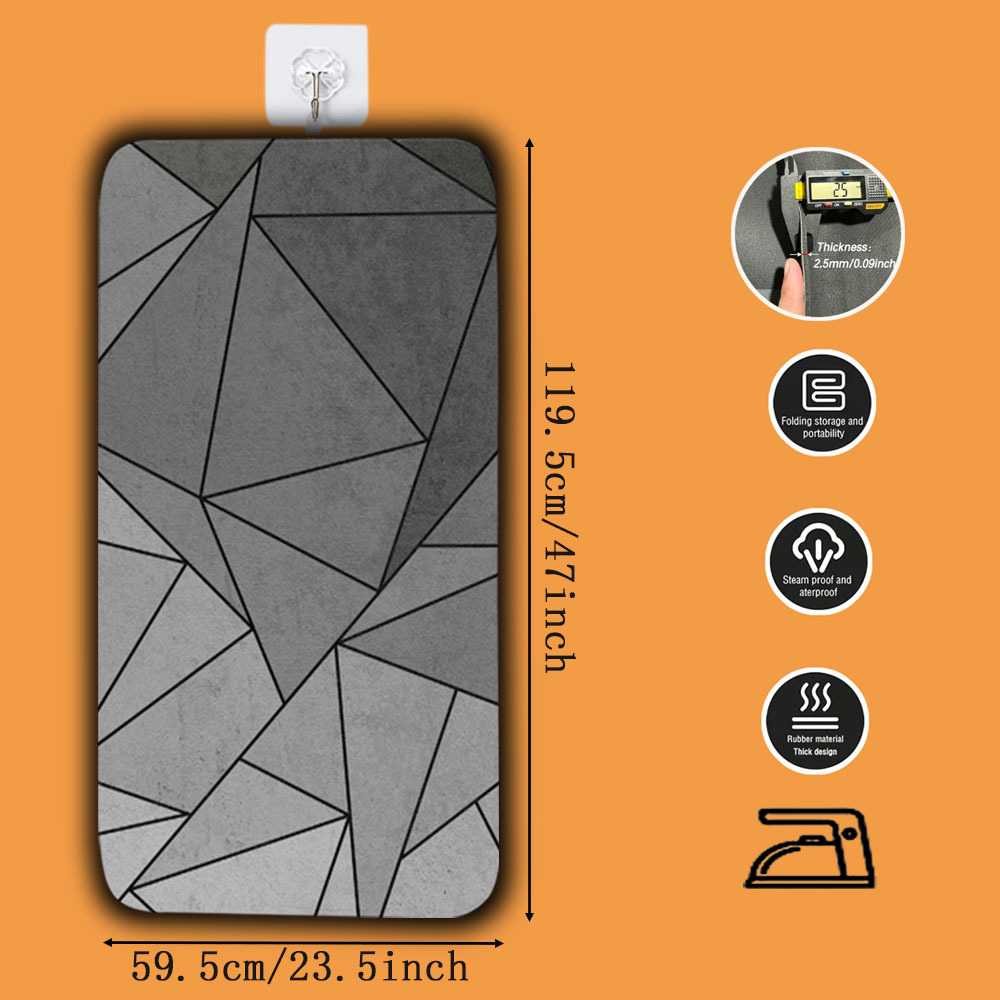 TEMU 1pc Portable Ironing Pad, Geometric Abstract Printed Pattern, Allowing For Hanging And Flat Ironing. Rolled Up Or Folded For Easy Carrying,