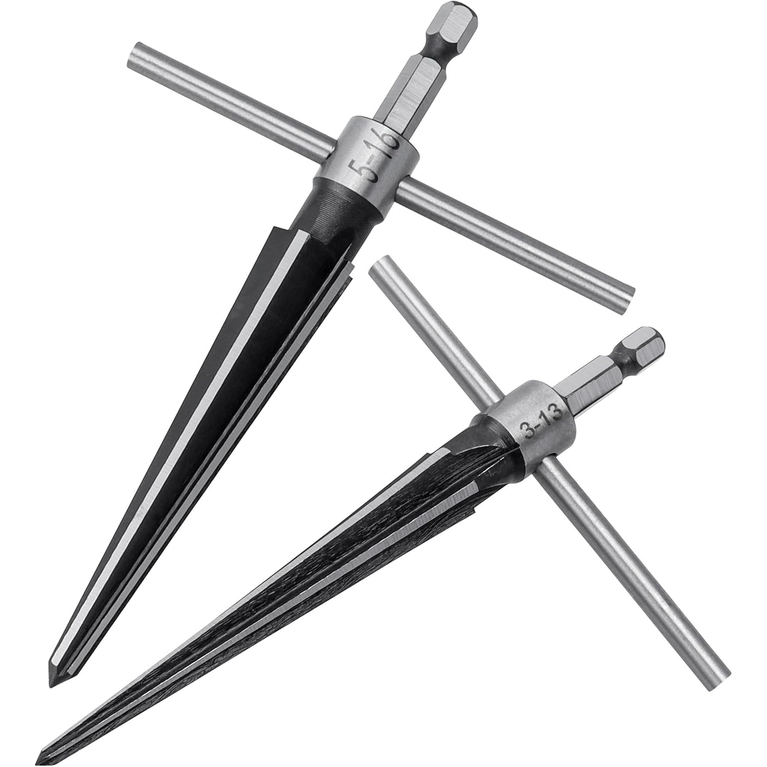 TEMU 2pcs T-handle Tapered Reamer Set, 1/4" Hex Shank Detachable Taper Hand Reamers, Guitar Tapered Hole Reamer Tool, Hexagonal Hole Reamer Set,