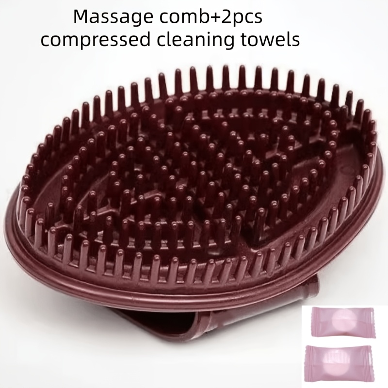 TEMU 1 peigne de massage 2pcs Serviettes de nettoyage compressées Massage manuel complet du corps, Pas besoin d'alcool, Pas besoin de pile