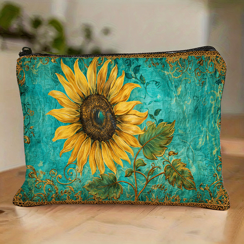 TEMU 1 ud. Neceser retro con tema de y pintura al óleo, estuche de almacenamiento con floral europeo verde , adecuado para clasificar cosméticos,