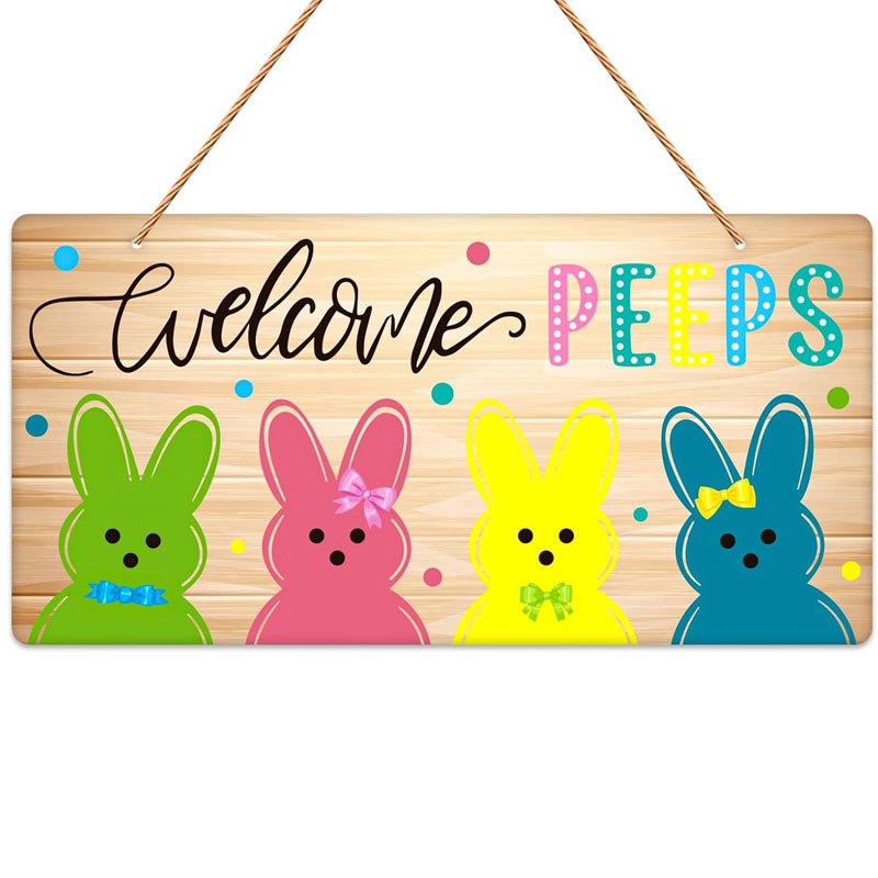 

Easter Bunny Welcome Sign - 1pc Wooden Door Decoration For Spring And Easter, Indoor/outdoor Farmhouse Style Wall And Window Decor, Bunny Accessories