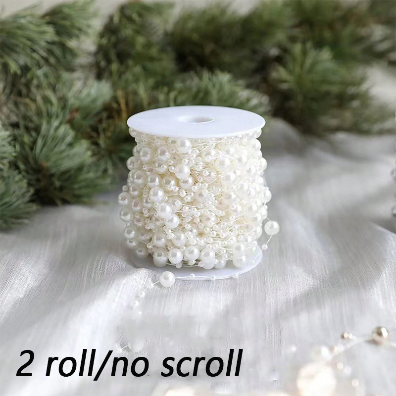Image of 393.7 Inch Bead Garland - Elegant Pearl Bead String, 196.85 Inch Per Roll, Suitable For Christmas Trees, Weddings And Party Decorations - Durable And Flexible, Ideal For Hanging Ornaments And Wreaths