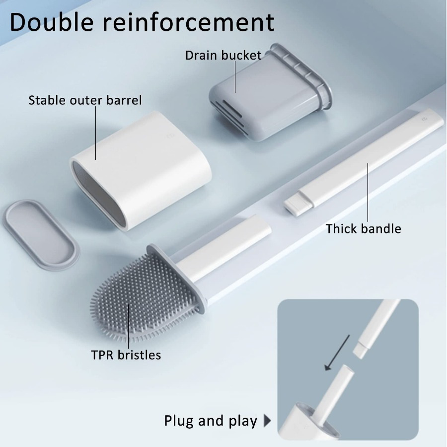 Silicone Toilet Cleaning Brush Wall Mounted