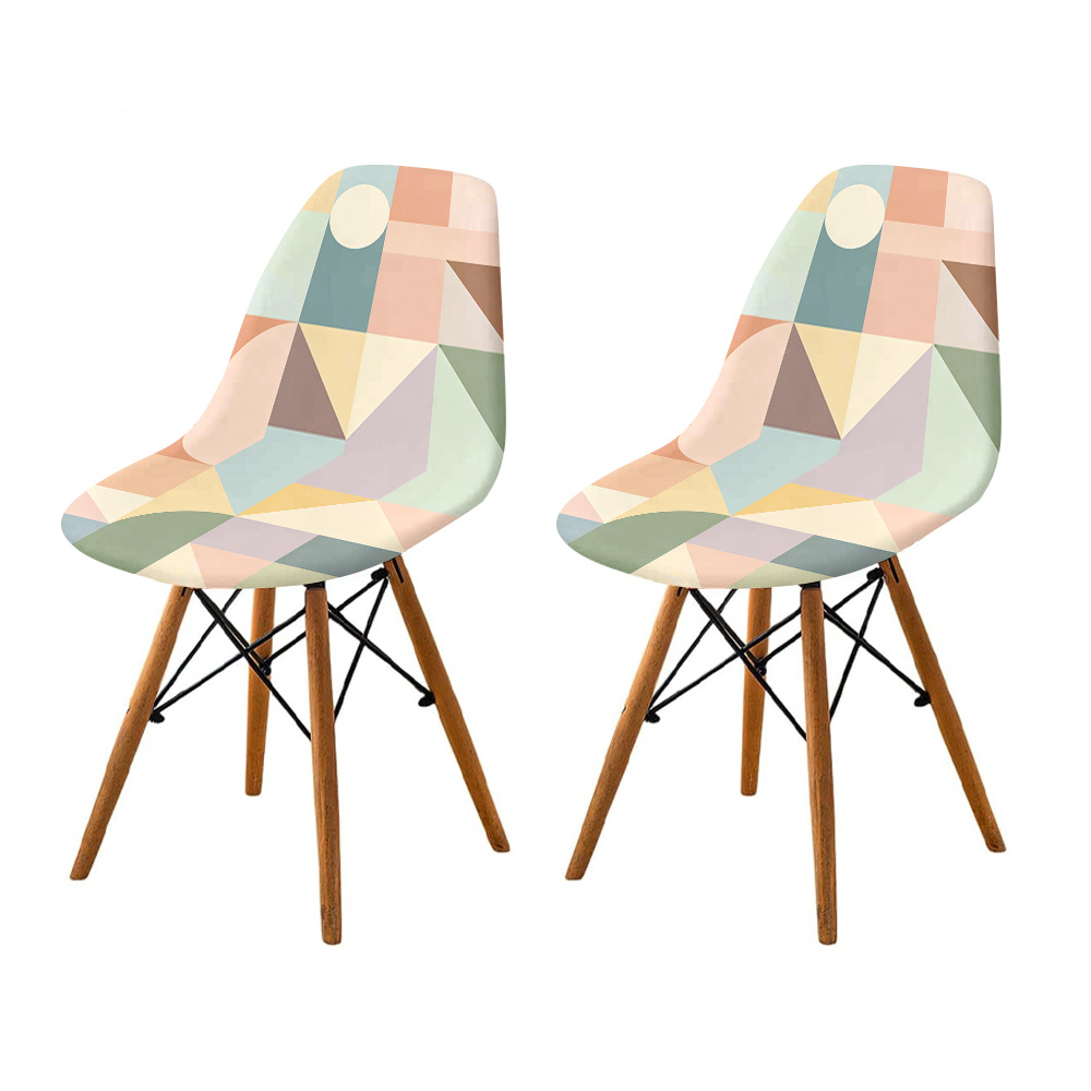 TEMU para silla con forma de concha y diseño geométrico Bauhaus, lavable a máquina, con banda elástica, tejido de fibra de leche - Ideal para