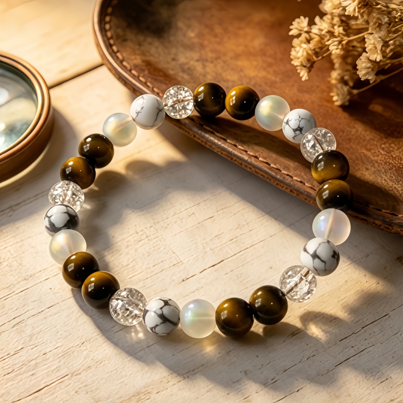 Natural Tiger's Eye Beaded Bracelet, Bohemian Style Gift