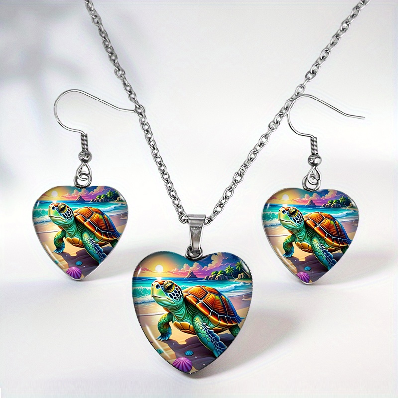 3pcs Summer Sunshine Beach Turtle Pattern Jewelry Set Gift for Friends