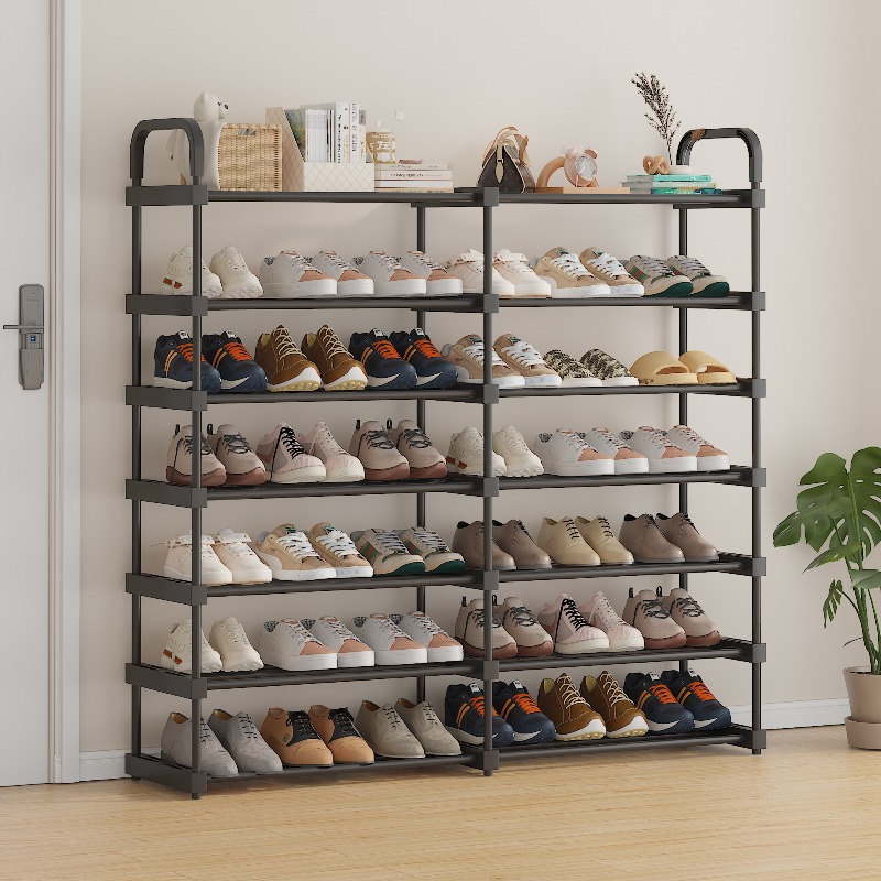 TEMU Shoe Rack Organizer, Space Vertical Storage Shelf, Double-row Sturdy Free-standing Shoe Storage Stand For Entryway, Bedroom, Closet, Black