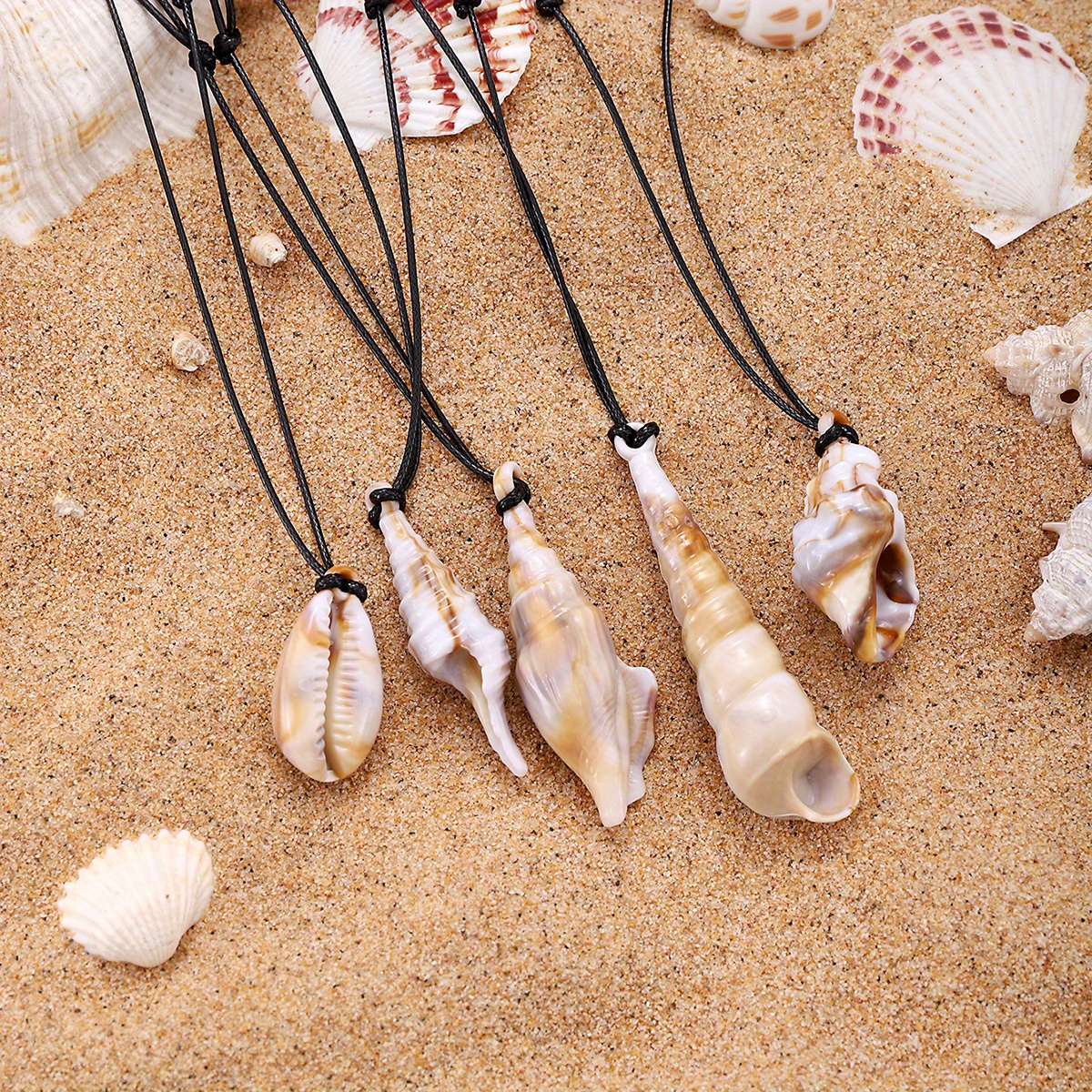Women's Adjustable Ocean-themed Pendant Necklace with Imitation Seashell
