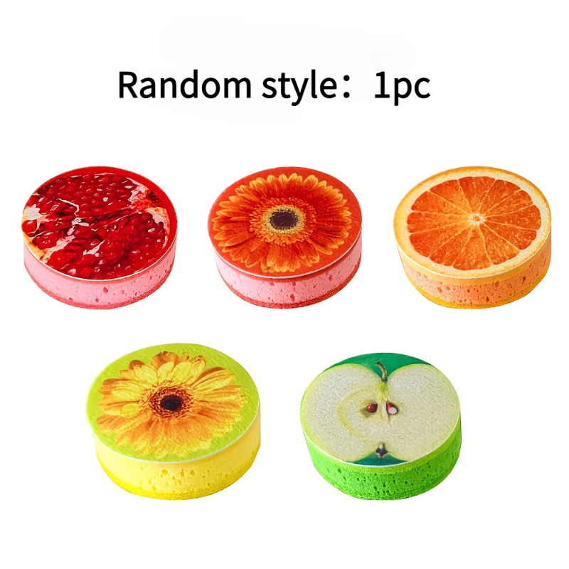 Three-layer Fruit Pattern Dishwashing Sponge-kitchen Cleaning Tool With , And , Used For Bowls, Pots And Tableware, Dishwashing Supplies (random Color 1pc).