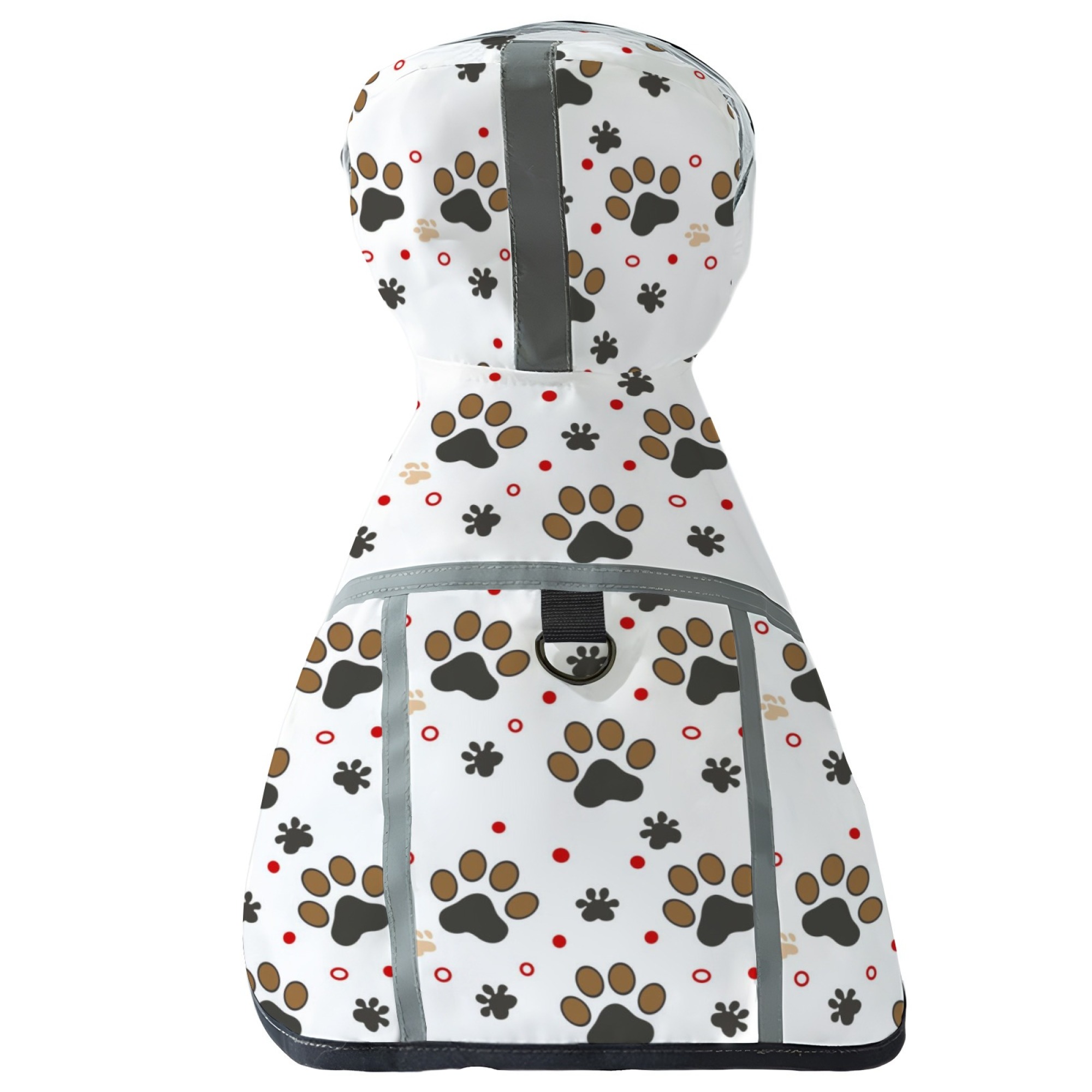 TEMU A Colorful Dog Paw Print Patterned Raincoat For Dogs, Made Of Polyester, Machine Washable, With Adjustable Straps Suitable For Small To Large