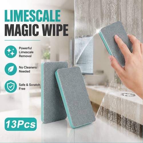 imagen del artículo juego de 13 cepillos de limpieza de cristal para cal para uso doméstico, espejos de baño, duchas, azulejos - potente removedor , manchas de agua y marcas de agua - herramienta multifuncional de limpieza para ventanas y cristales