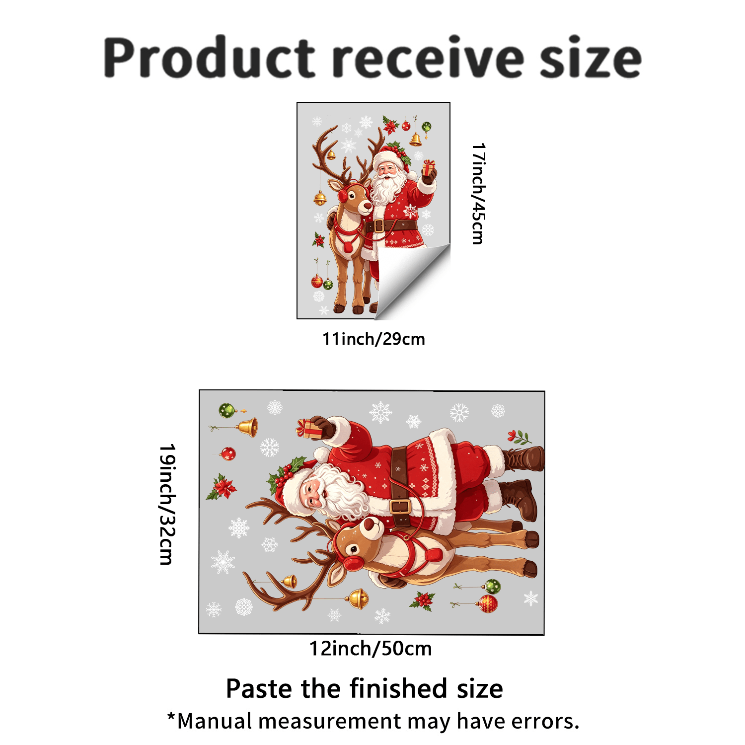 TEMU 1pc Christmas Static Cling Window Decal, Reusable Adhesive-free Pvc Static Sticker, Snowflake Bell Ornament Gift Box Pattern, Home Door And