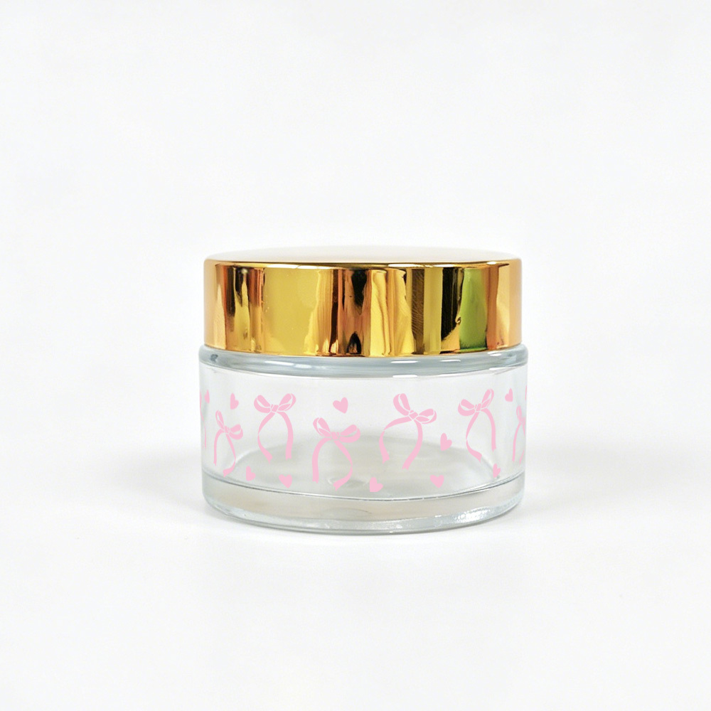 TEMU 1pc, Frosted Glass Cream Dispenser Jar With Printed Pattern, 30g Mini Capacity With Edge Sealing Lid + Pp Leak-proof Gasket, For Hand Cream, Bb