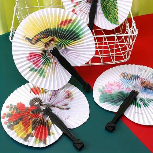 30 chinese fans compact foldable fans featuring traditional with floral and bird patterns ideal as gifts and decorations classic paper fans