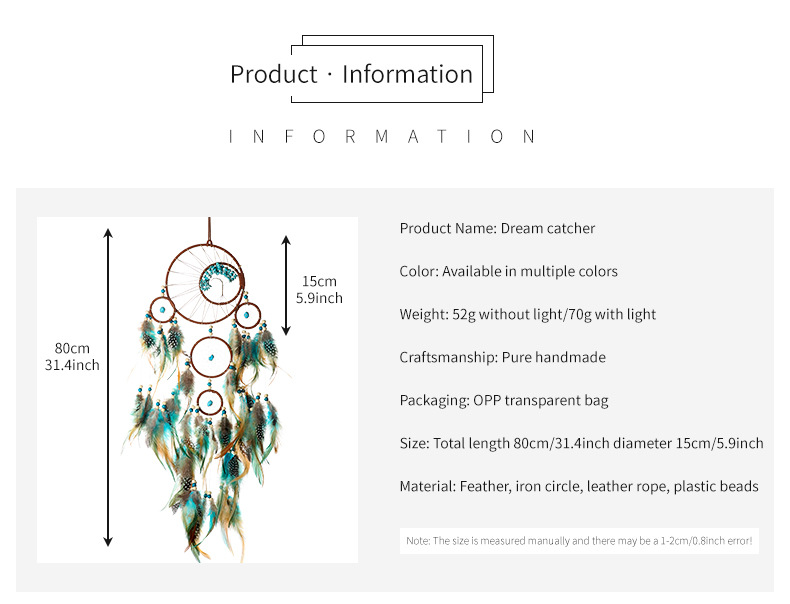 Boho feather pendant decor