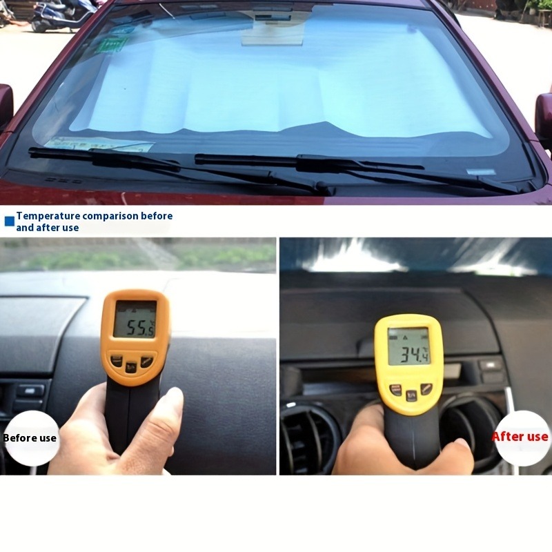 1pc Car Accessory Sunshade Visor Single-sided Silver Reflective Uv 130 X 60 Cm/51 X 24 Inch Foam Sunshade Anti-sunburn Sunshade High Temperature For