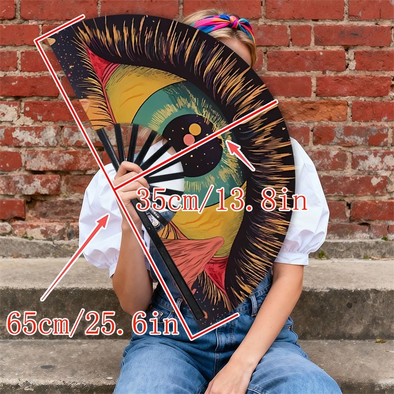 E-shop Herren Handventilator mit Kosmisches-Auge-Design, 1 Stück Polyester (Twill) Material, Verspielter Stil für den täglichen Gebrauch,