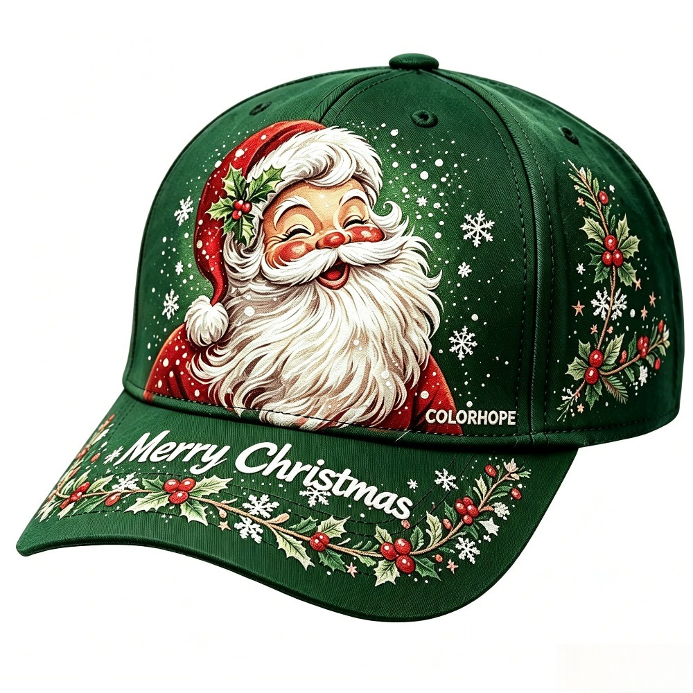 TEMU Christmas Themed Hat With Santa Claus Print Pattern, Adjustable For Men And Women, Suitable For , Christmas And New Year Gifts