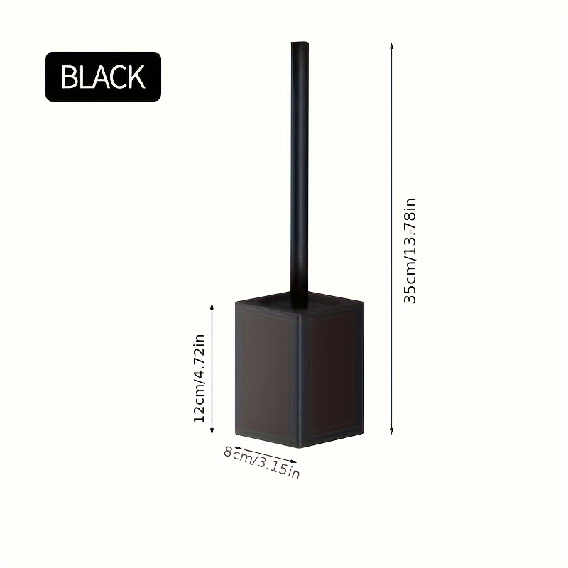 modern black square toilet brush with wall mounted holder durable aluminum dual use for floor and wall installation   handle   contemporary bathrooms toilet brush holder details 5