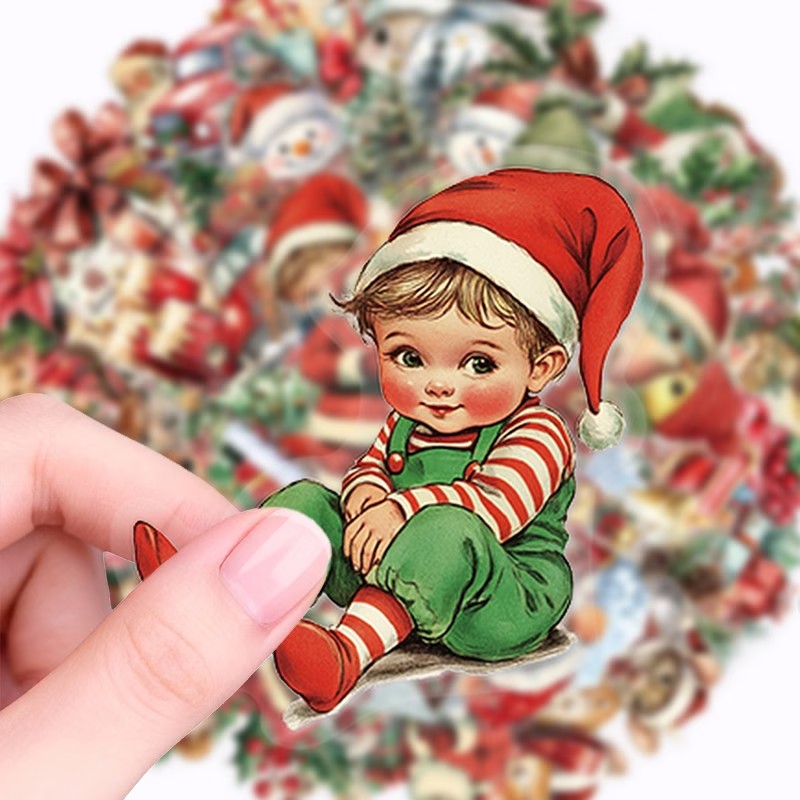TEMU 50pcs Matte Vintage Christmas Nostalgic Classic Exquisite Aesthetic Sticker Decals For Decals Tablet Trendy Stickers Great Gift For Christmas