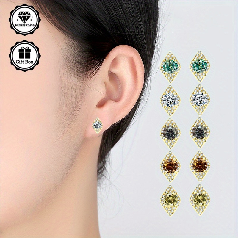 Minimalist Eye-Shaped Moissanite Stud Earrings Set