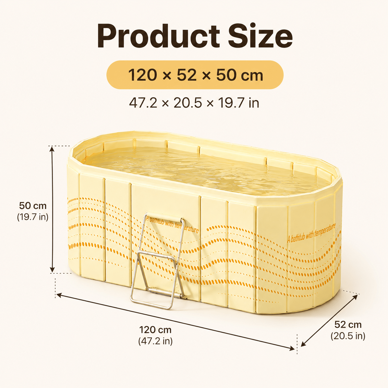 Image of Foldable Outdoor Pool For Adults, Portable Soaking Tub For Garden Patio Courtyard Use, 120×52×50cm