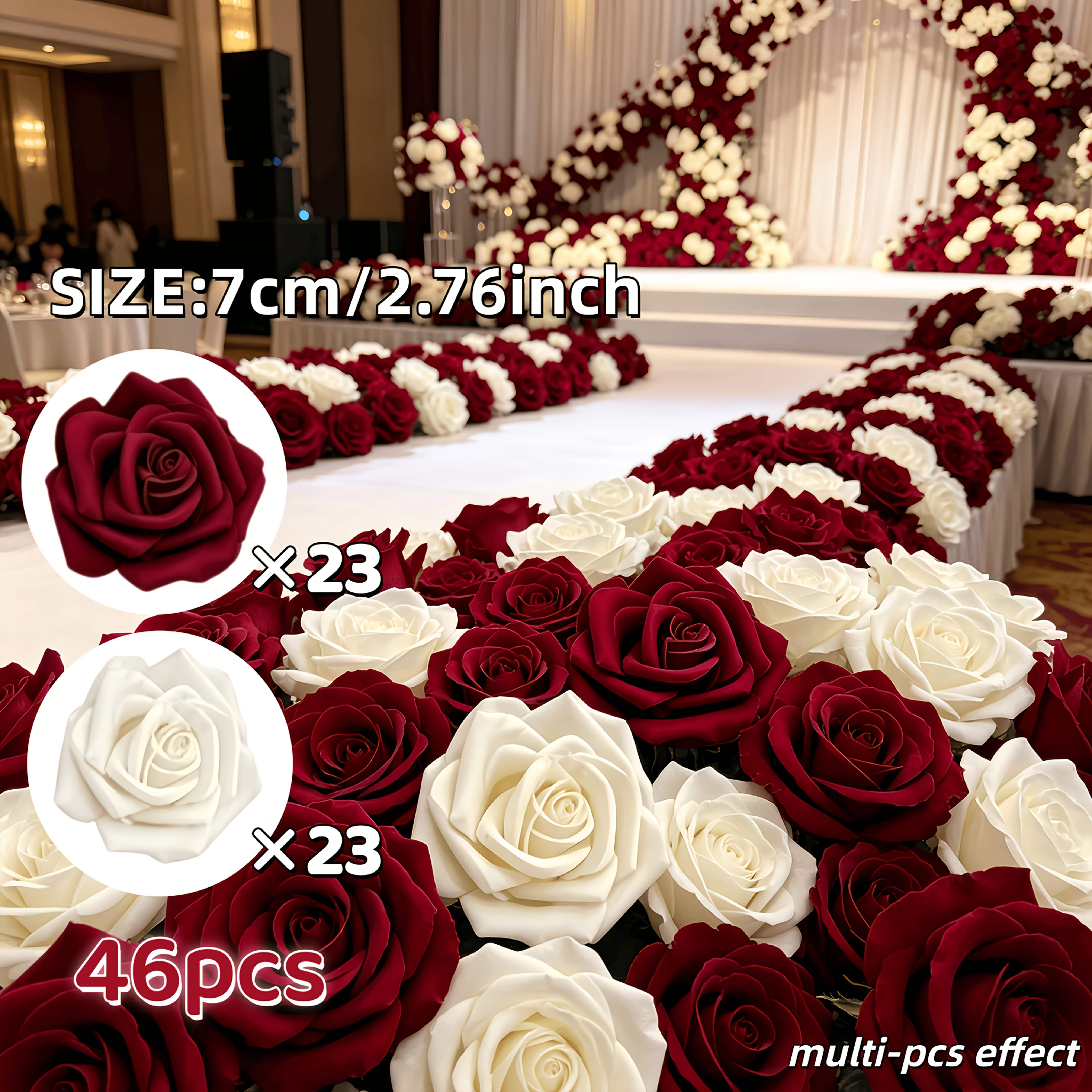 TEMU Composizione di fiori artificiali a forma , color crema e vino , fiori di simulazione per le feste, uso a lunga interni/esterni, non sbiadiscono