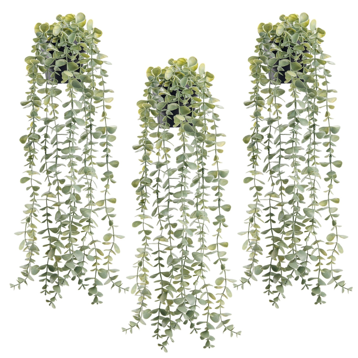 Image of 3pcs Faux Hanging Potted Plants, Artificial Eucalyptus Plants, Suitable For Modern Bohemian Farmhouse, Bathroom, Desk, Wall Art Shelf, Living Room Aesthetic Decor, Indoor
