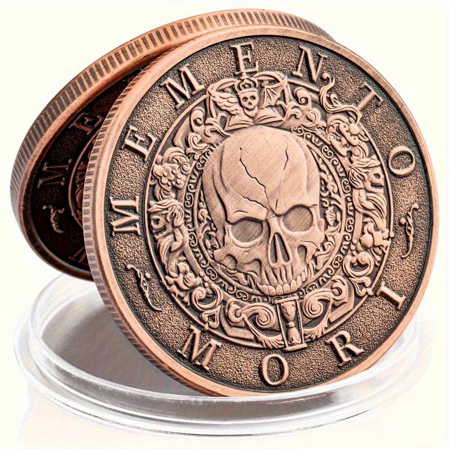 레플리카 코인 마르쿠스 아우렐리우스 안토니누스 메멘토 모리 코인 레플리카 - 로마 황제 흉상 & 월계수 화환 디자인, 앤틱 구리 마감  철제 수집품, edc 챌린지 토큰, 라틴어 각인 역사 애호가 & 코인 컬렉터를
