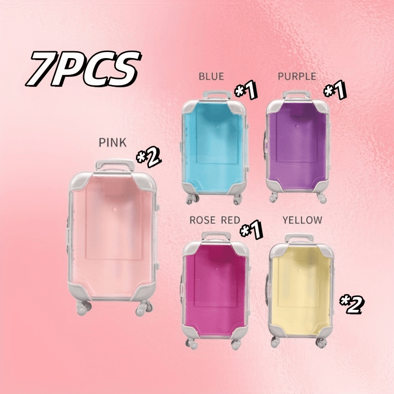 TEMU 7pcs Mini Luggage Party Storage Box, With Wheel Design, Can Store Small Items, Suitable For Travel, Birthday Parties, Bachelor Parties, Etc., And Excitement To Guests