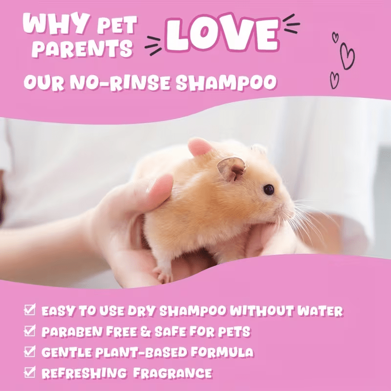 Inedrims 3.38oz No-Rinse Shampoo Suitable for Rabbits, Hamsters, Guinea Pigs, Ferrets, Hedgehogs & Sugar Gliders - Waterless Cleaning Gel with Gentle Plant-Based Formula, Refreshing Fragrance for Small Pets Bath Care, -the- Use
