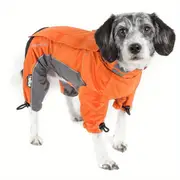 reflective adjustable dog jacket full bodied winter coat with leash attachment orange gray sizes extra small to large for all breeds reflective dog safety secure closure sturdy dog clothing dog winter clothes details 0