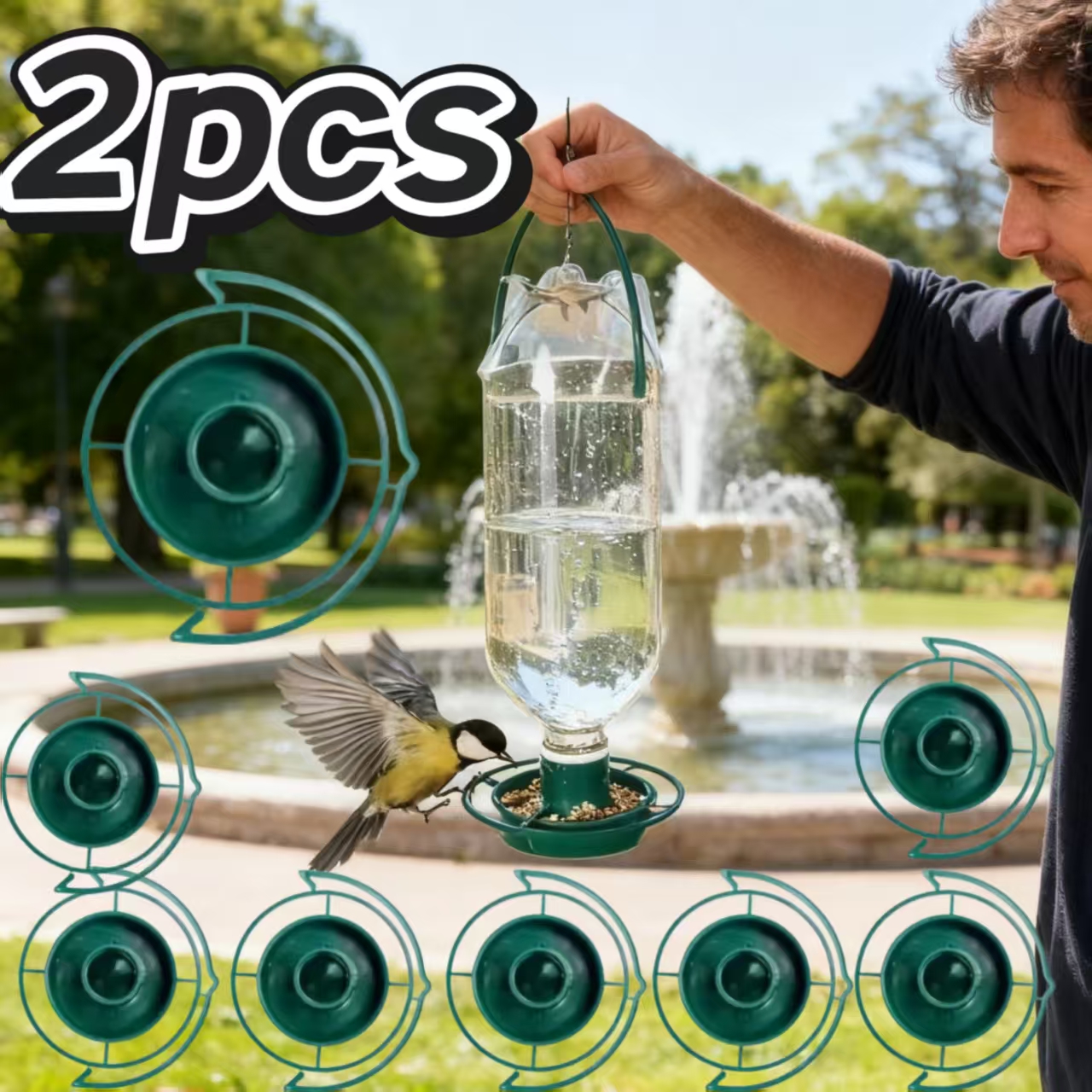 Image of 2pcs Diy Bird Feeder With Hook, Plastic Hanging Garden Bird Feeding Station, For Outdoor, Balcony, Garden Use. Birds. The Most Birds At The Lowest Cost