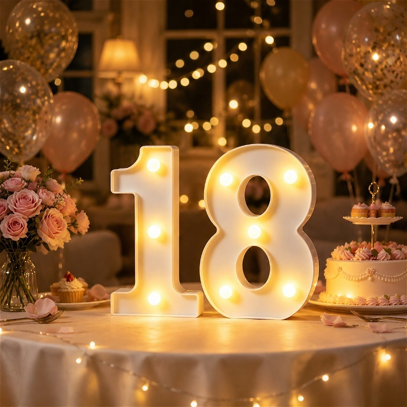 TEMU Número 18/10 de 6.3 pulgadas con de neón, letrero de , adecuado para decoraciones de de 10/18 años, unisex, decoración de para de , también se