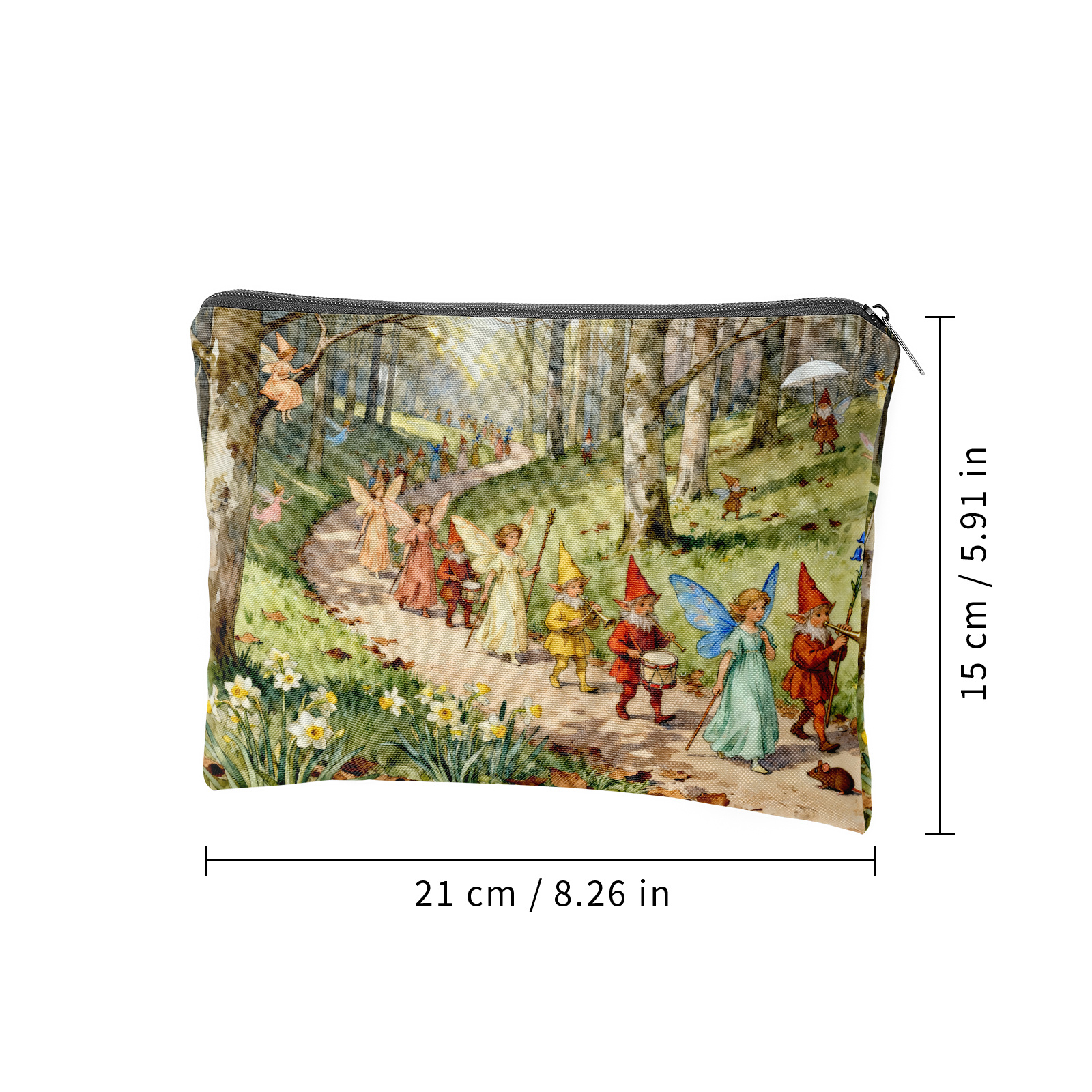 TEMU " Forest Gathering" Includes A Lined Storage Bag, A Fairy-themed Watercolor Illustration Makeup Pouch, A Travel Toiletry Bag, A Multifunctional