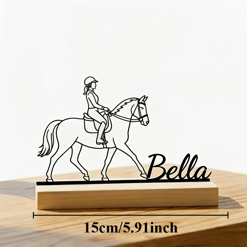 TEMU Personalized Horse Riding Themed Desktop Ornament, Custom Cowgirl Name Sign, Equestrian Desk Decor, Gift For , Ideal Present For Birthday,