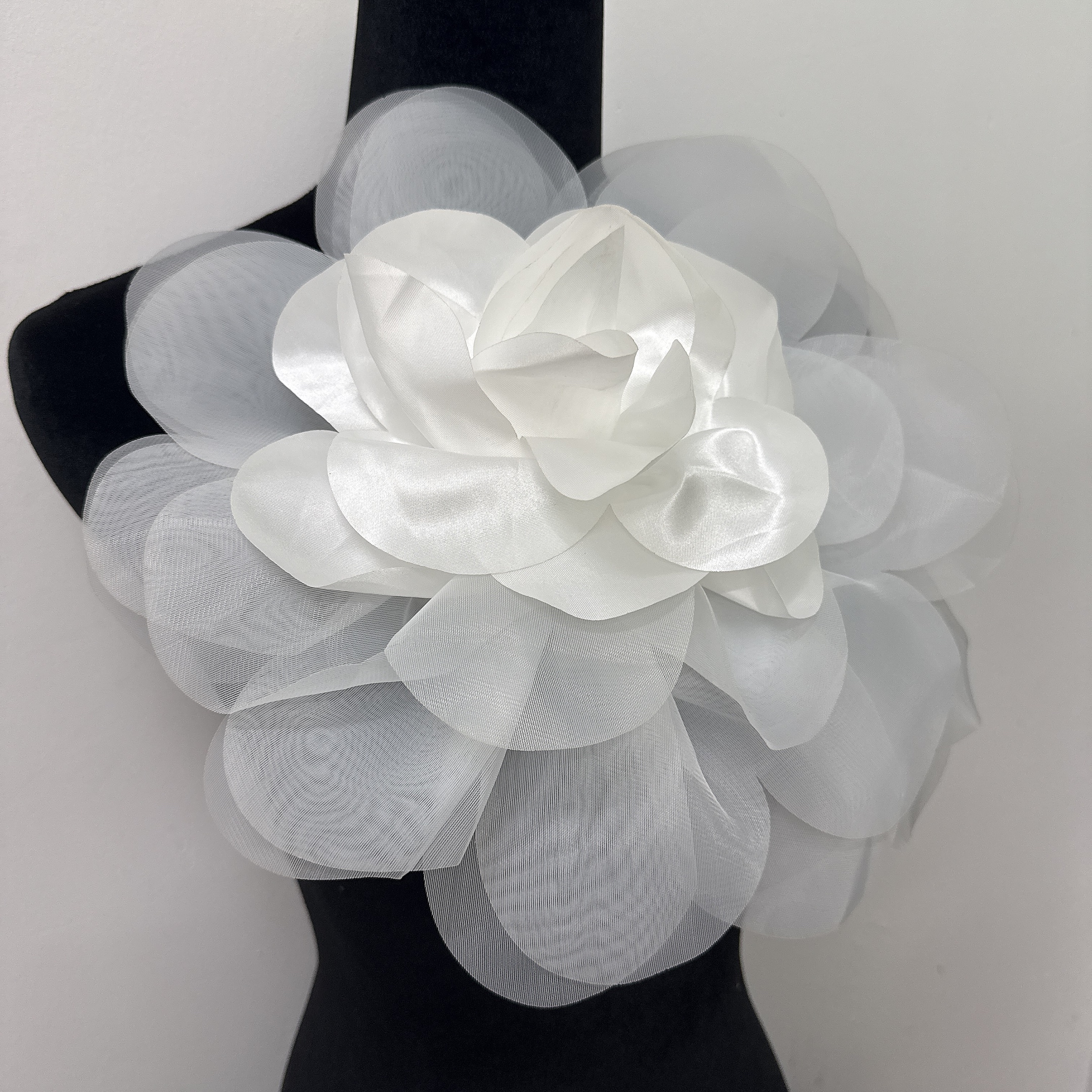 TEMU 1pc Large 3d Multi-layered Petal Flower Appliqué Suitable For Sewing Style Dress , Wedding Dresses, Blouses & Trims - Ethereal White Bust Flower