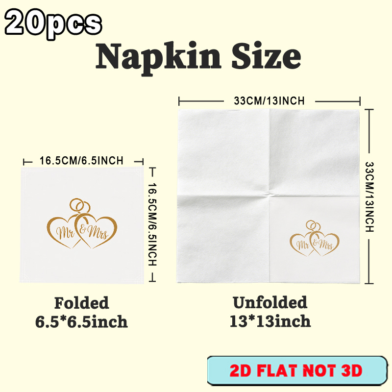TEMU 2d Flat Printing, 20pcs, Elegant Golden Mr. And Design Napkins For Theme Parties, Birthdays, Anniversaries, And Wedding Celebrations - Elegant