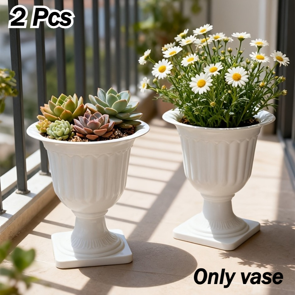 TEMU 2pcs Vintage Plastic Flower Pots, Nordic Plastic Vases | Succulent Plant Pots, Dried Flower Vases, Table Centerpiece Planters, Suitable For Home