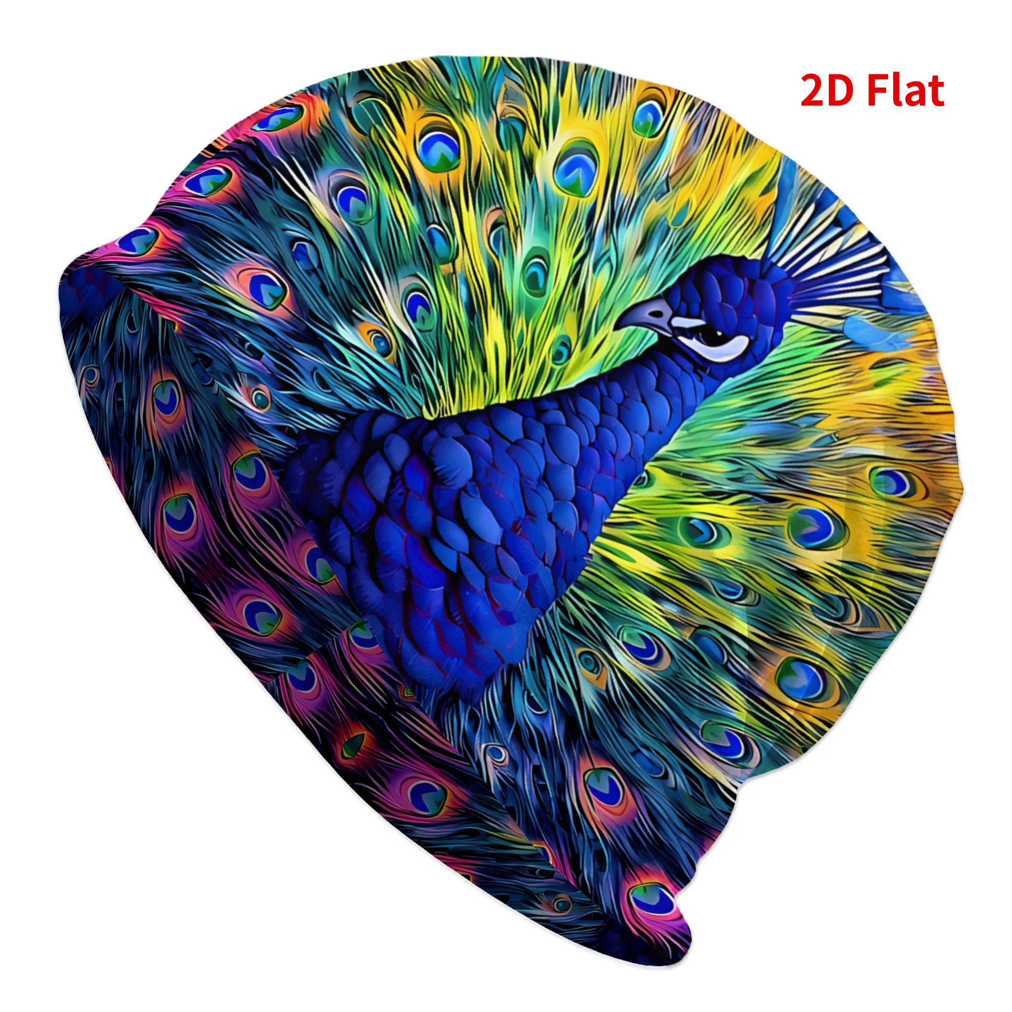TEMU 2d Print Design Colorful Peacock Pet Blanket Cool Design Beanie Hat, Comfortable And Stylish For , Soft Unisex For Men And Women, Artistic